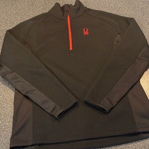 Spyder Black Fleece Pullover with Red Accent